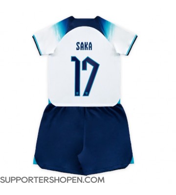 England Bukayo Saka #17 Hemmatröja Barn VM 2022 Kortärmad (+ korta byxor)